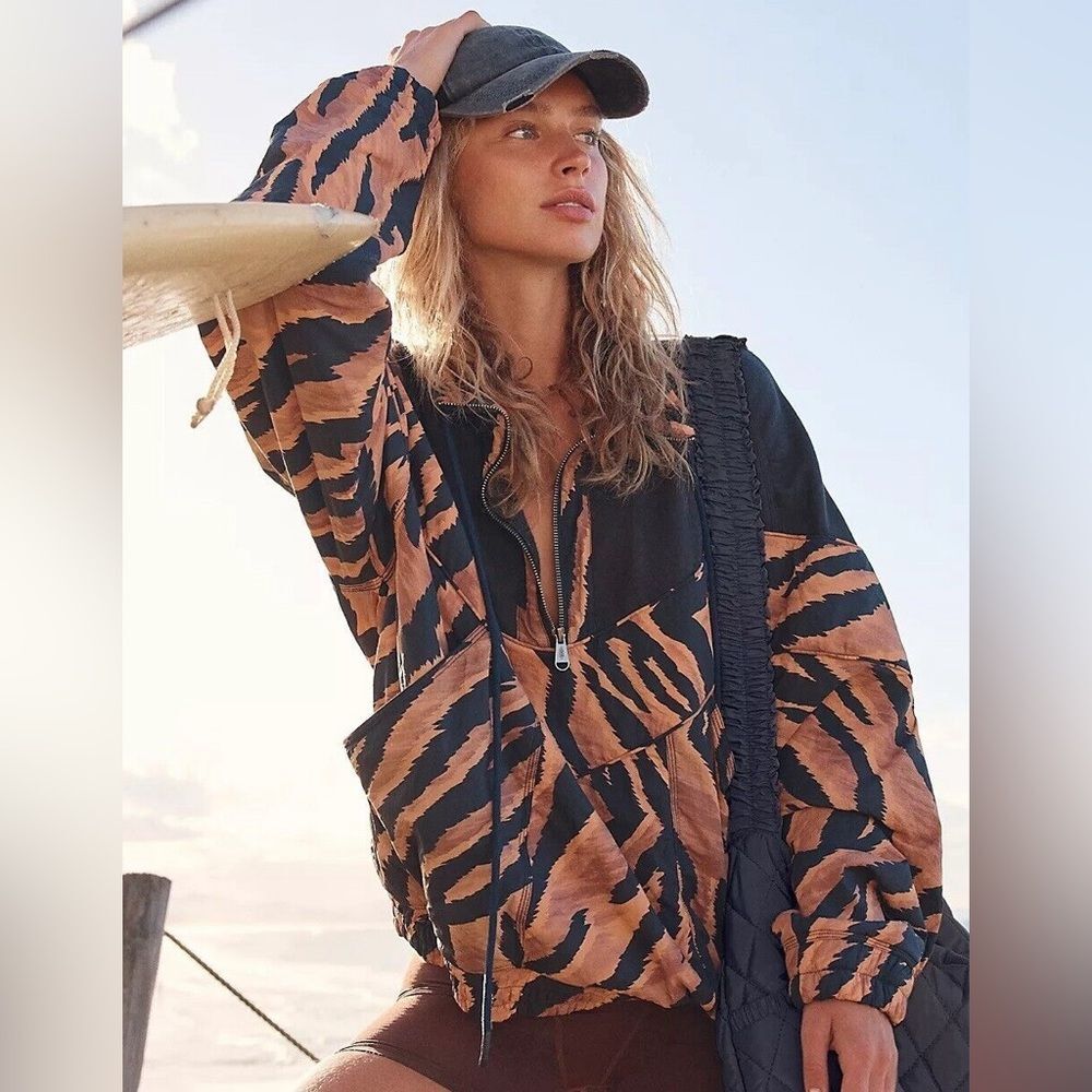 NWOT Free People Walk the Line Animal Print Pullover